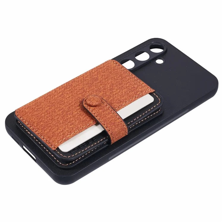 For Samsung Galaxy S24 Phone Case Adhesive Card Bag Color Matching with Kickstand