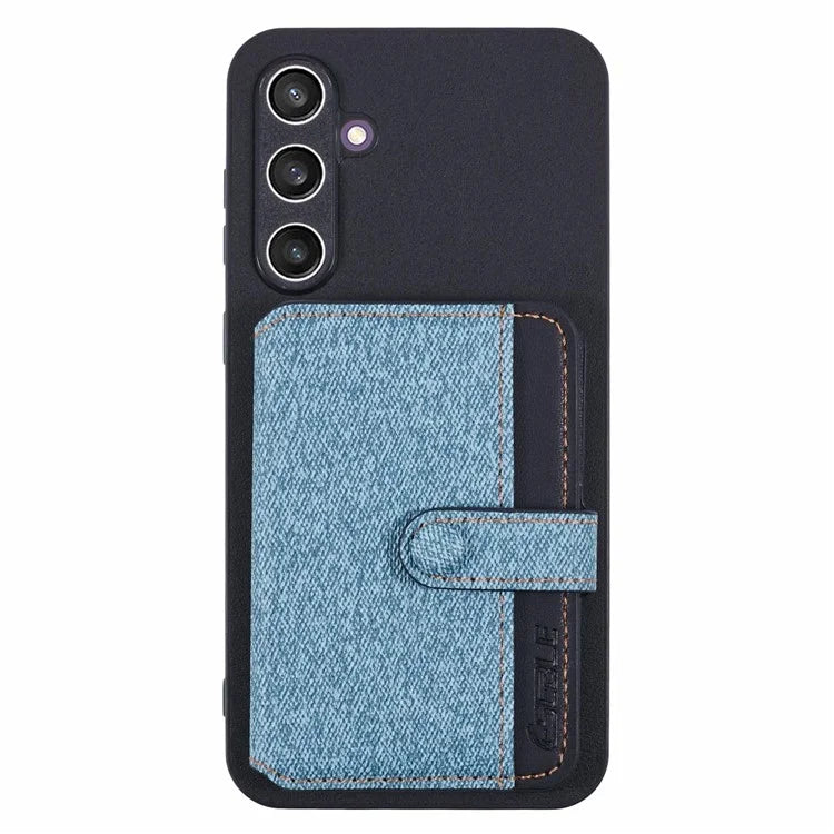 For Samsung Galaxy S24 Phone Case Adhesive Card Bag Color Matching with Kickstand