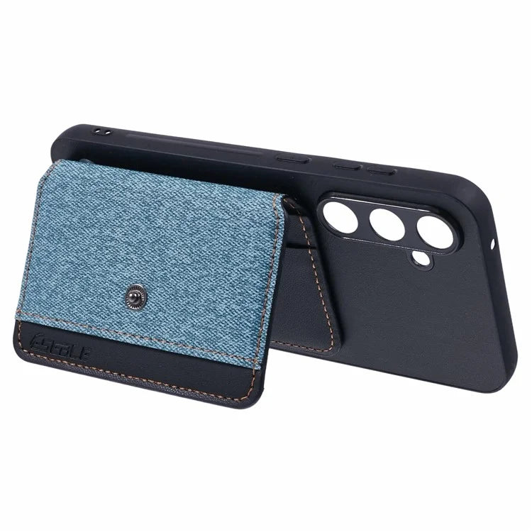 For Samsung Galaxy S24 Phone Case Adhesive Card Bag Color Matching with Kickstand