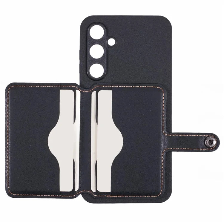 For Samsung Galaxy S24 Phone Case Adhesive Card Bag Color Matching with Kickstand