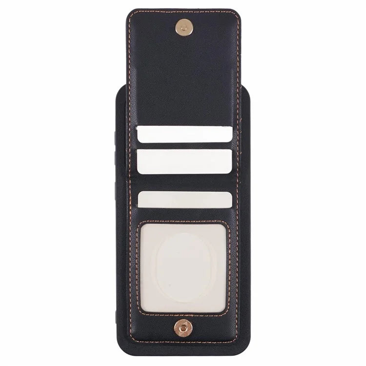 For Samsung Galaxy S23 FE Phone Case Rhombus Adhesive Card Bag with Kickstand RFID Blocking - Black