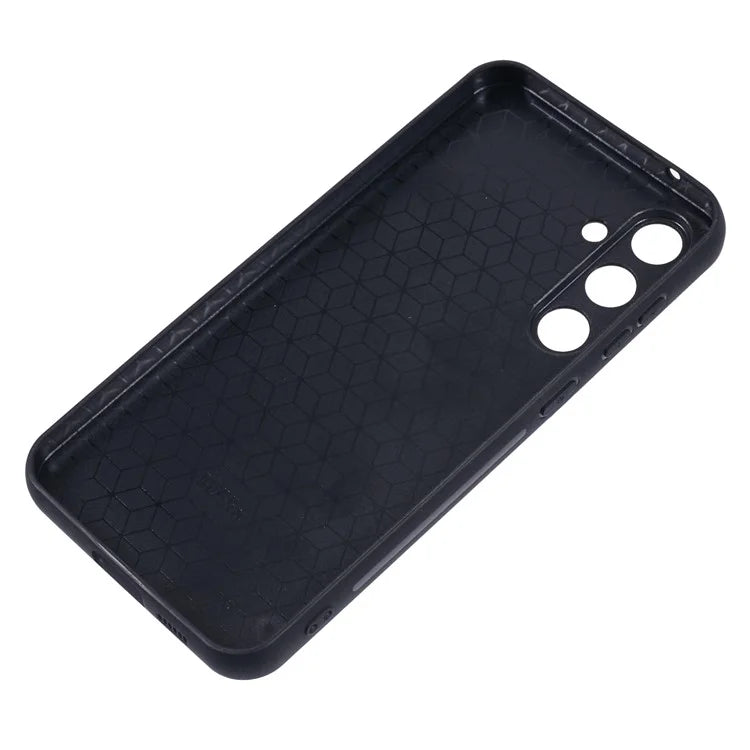 For Samsung Galaxy S23 FE Phone Case Adhesive Card Bag Color Matching with Kickstand- Brown