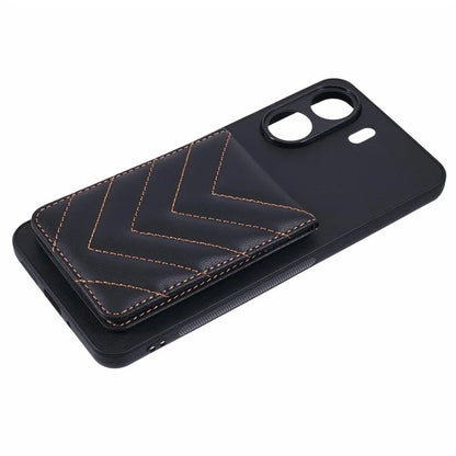 For Xiaomi Redmi 13C 4G  /  13C 5G Phone Case Rhombus Adhesive Card Bag with Kickstand RFID Blocking - Black
