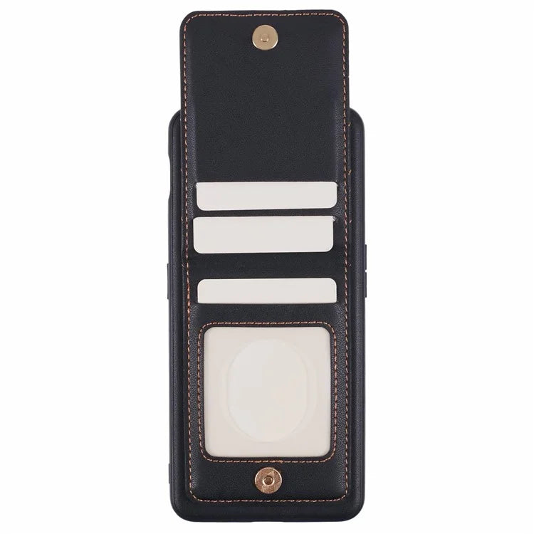 For OnePlus Ace 2V Phone Case Rhombus Adhesive Card Bag with Kickstand RFID Blocking - Black