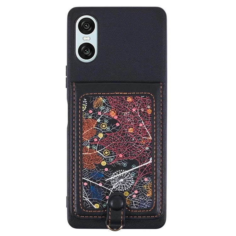 For Sony Xperia 10 VI Phone Case with Galaxy Card Bag Kickstand RFID Blocking