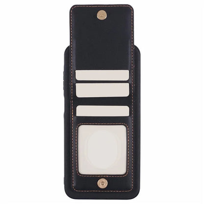 For Samsung Galaxy A25 5G (Global) (161.0 x 76.5 x 8.3mm) Phone Case Rhombus Adhesive Card Bag with Kickstand RFID Blocking - Black