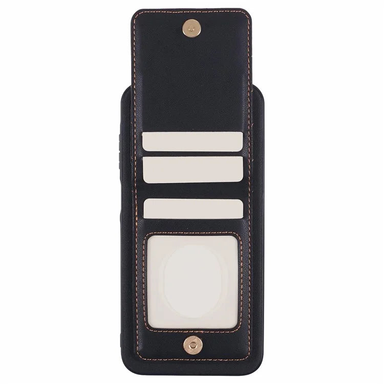 For Samsung Galaxy A15 4G  /  5G Phone Case Rhombus Adhesive Card Bag with Kickstand RFID Blocking - Black
