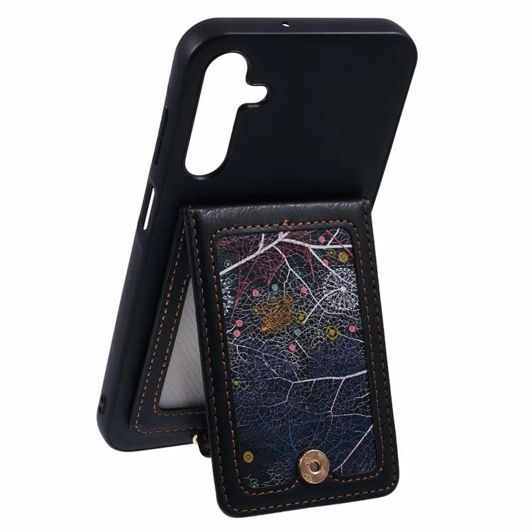 For Samsung Galaxy A25 5G (Global) (161.0 x 76.5 x 8.3mm) Phone Case with Galaxy Card Bag Kickstand RFID Blocking
