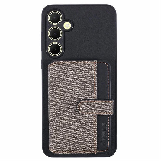 For Samsung Galaxy A35 5G Phone Case Adhesive Card Bag Color Matching with Kickstand
