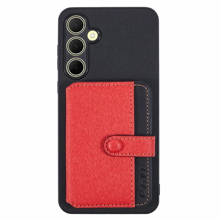 For Samsung Galaxy A35 5G Phone Case Adhesive Card Bag Color Matching with Kickstand