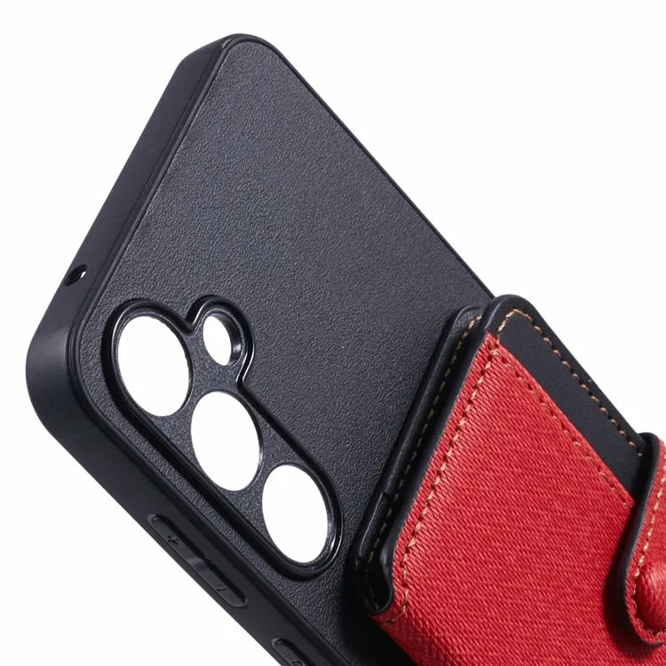 For Samsung Galaxy A35 5G Phone Case Adhesive Card Bag Color Matching with Kickstand