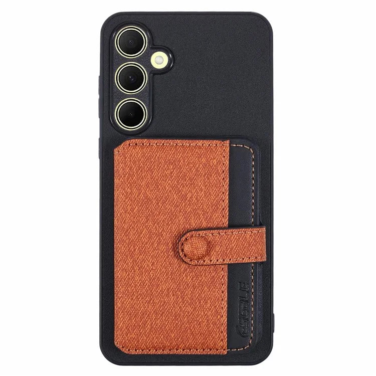 For Samsung Galaxy A35 5G Phone Case Adhesive Card Bag Color Matching with Kickstand