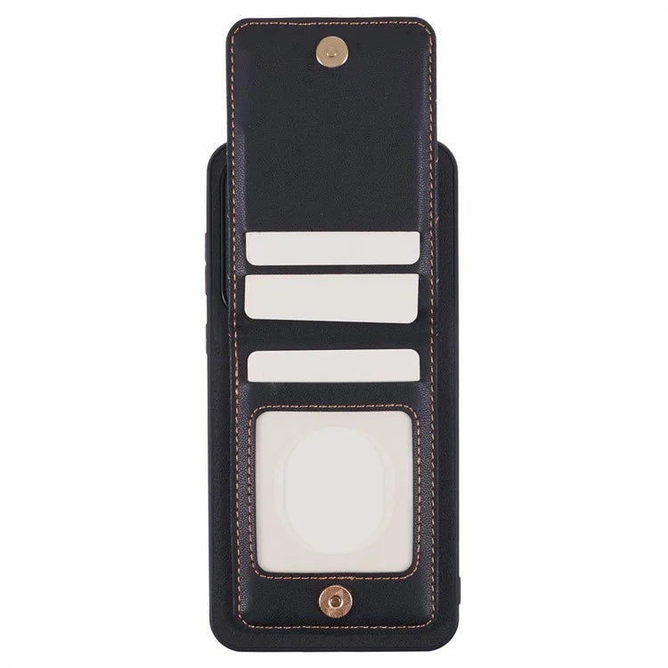 For Samsung Galaxy A55 5G Phone Case Rhombus Adhesive Card Bag with Kickstand RFID Blocking - Black