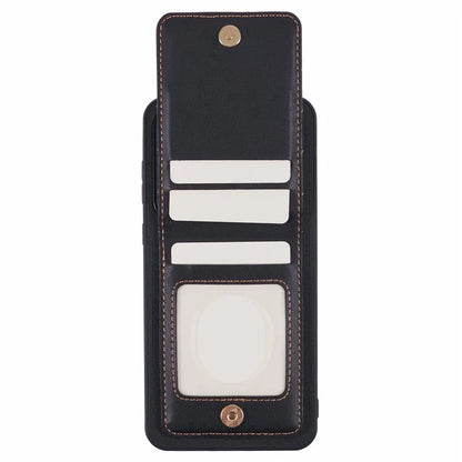 For Samsung Galaxy A55 5G Phone Case Rhombus Adhesive Card Bag with Kickstand RFID Blocking - Black