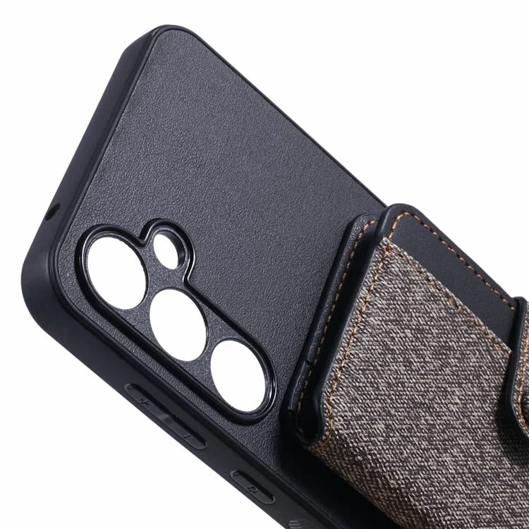 For Samsung Galaxy A55 5G Phone Case Adhesive Card Bag Color Matching with Kickstand
