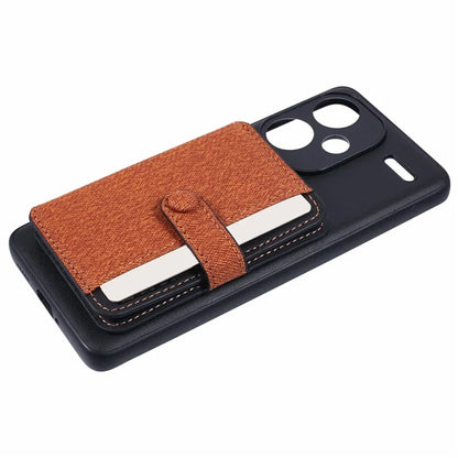 For Xiaomi Redmi Note 13 Pro+ 5G Phone Case Adhesive Card Bag Color Matching with Kickstand