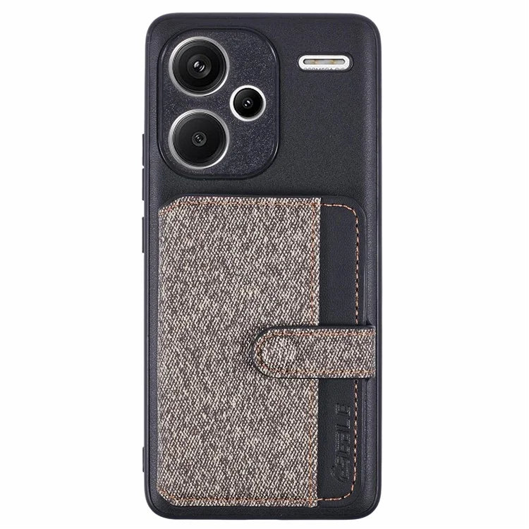 For Xiaomi Redmi Note 13 Pro+ 5G Phone Case Adhesive Card Bag Color Matching with Kickstand