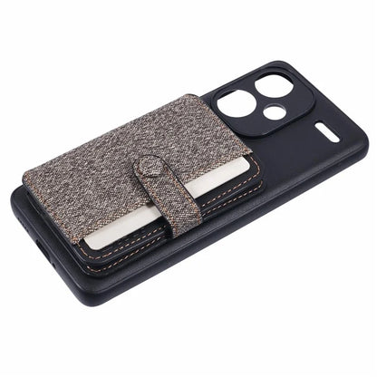 For Xiaomi Redmi Note 13 Pro+ 5G Phone Case Adhesive Card Bag Color Matching with Kickstand