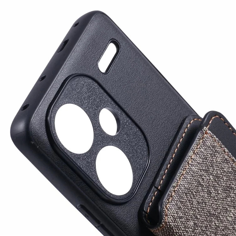 For Xiaomi Redmi Note 13 Pro+ 5G Phone Case Adhesive Card Bag Color Matching with Kickstand