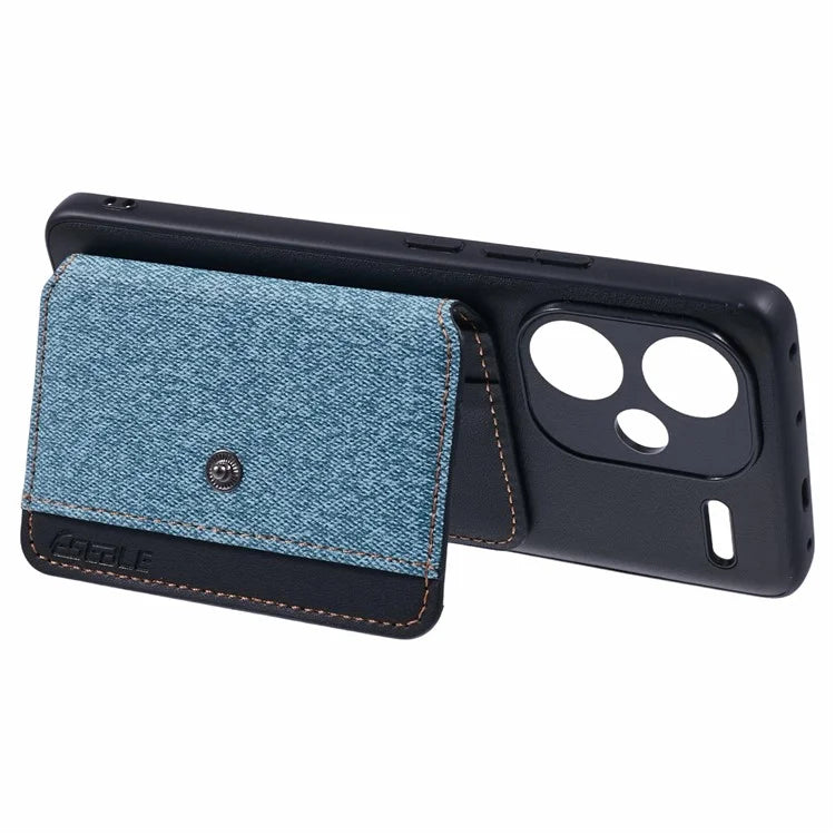 For Xiaomi Redmi Note 13 Pro+ 5G Phone Case Adhesive Card Bag Color Matching with Kickstand