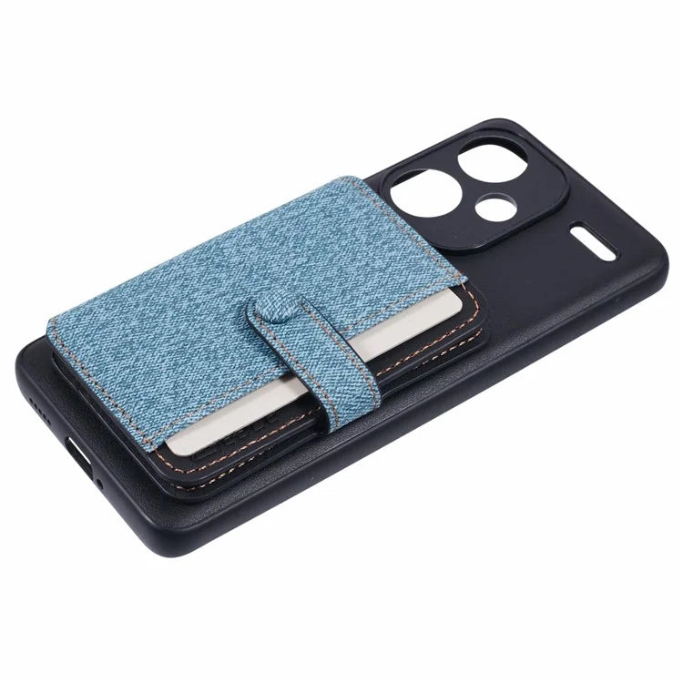 For Xiaomi Redmi Note 13 Pro+ 5G Phone Case Adhesive Card Bag Color Matching with Kickstand