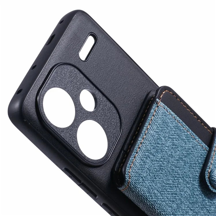 For Xiaomi Redmi Note 13 Pro+ 5G Phone Case Adhesive Card Bag Color Matching with Kickstand