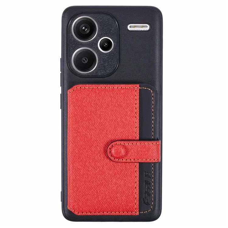 For Xiaomi Redmi Note 13 Pro+ 5G Phone Case Adhesive Card Bag Color Matching with Kickstand