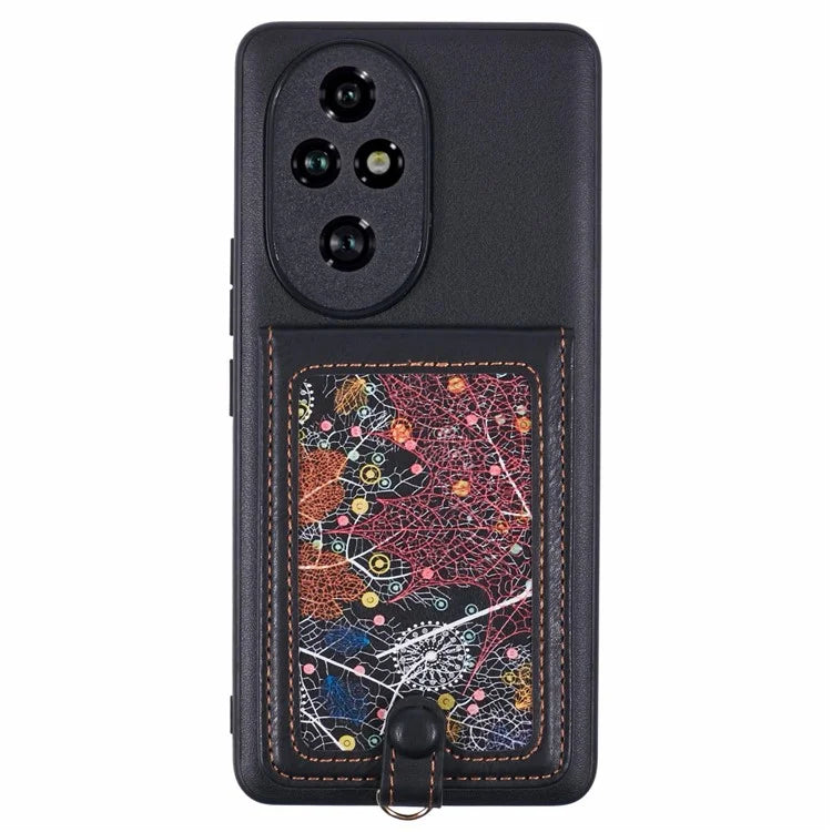 For Honor 200 Pro 5G Phone Case with Galaxy Card Bag Kickstand RFID Blocking