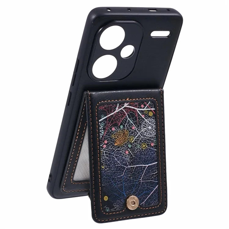 For Xiaomi Redmi Note 13 Pro+ 5G Phone Case with Galaxy Card Bag Kickstand RFID Blocking