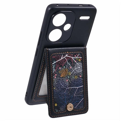 For Xiaomi Redmi Note 13 Pro+ 5G Phone Case with Galaxy Card Bag Kickstand RFID Blocking