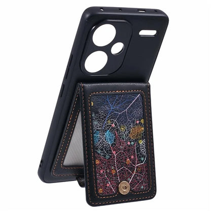 For Xiaomi Redmi Note 13 Pro+ 5G Phone Case with Galaxy Card Bag Kickstand RFID Blocking