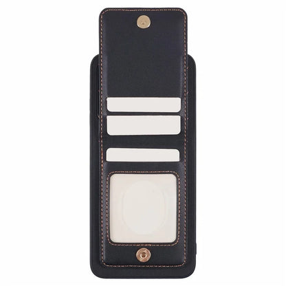 For Samsung Galaxy A05s 4G Phone Case Rhombus Adhesive Card Bag with Kickstand RFID Blocking - Black