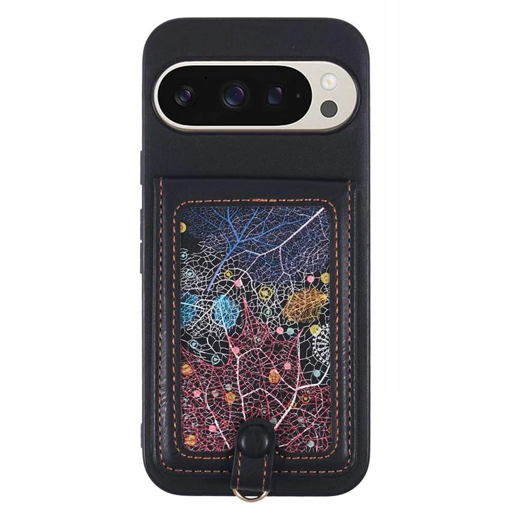 For Google Pixel 9 Pro XL Phone Case with Galaxy Card Bag Kickstand RFID Blocking