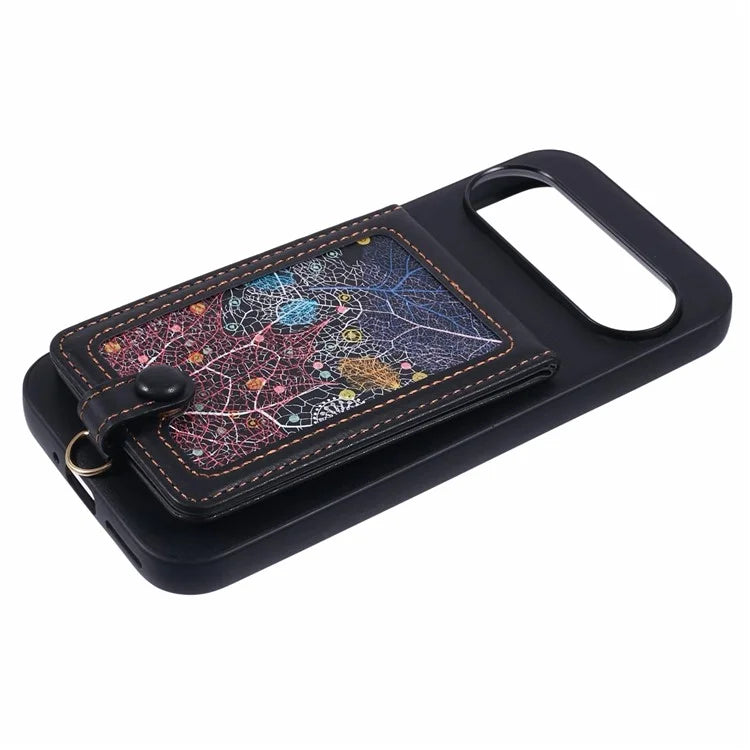 For Google Pixel 9 Pro XL Phone Case with Galaxy Card Bag Kickstand RFID Blocking