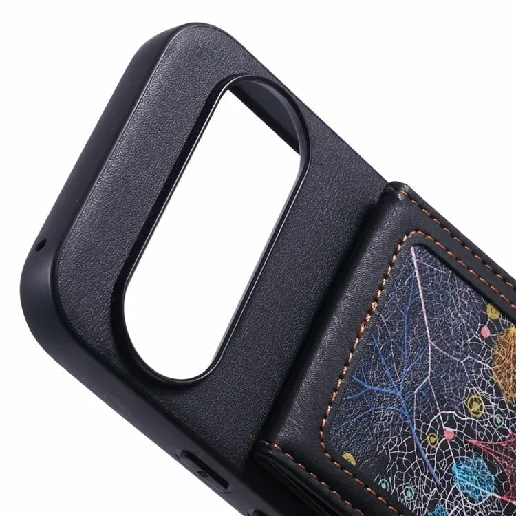 For Google Pixel 9 Pro XL Phone Case with Galaxy Card Bag Kickstand RFID Blocking