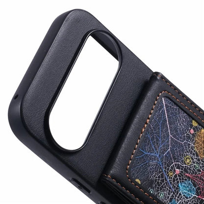 For Google Pixel 9 Pro XL Phone Case with Galaxy Card Bag Kickstand RFID Blocking