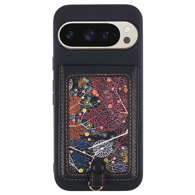 For Google Pixel 9 Pro XL Phone Case with Galaxy Card Bag Kickstand RFID Blocking