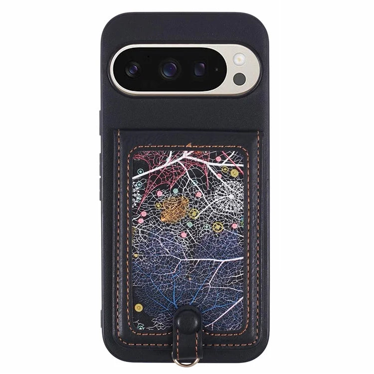For Google Pixel 9 Pro XL Phone Case with Galaxy Card Bag Kickstand RFID Blocking