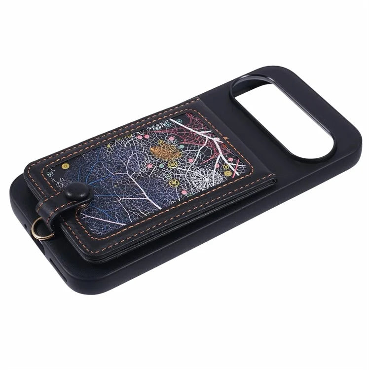 For Google Pixel 9 Pro XL Phone Case with Galaxy Card Bag Kickstand RFID Blocking