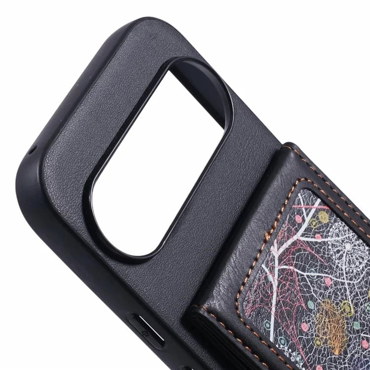 For Google Pixel 9 Pro XL Phone Case with Galaxy Card Bag Kickstand RFID Blocking