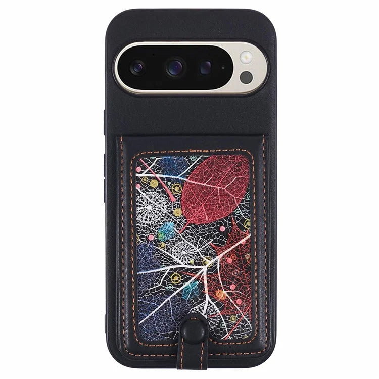 For Google Pixel 9 Pro XL Phone Case with Galaxy Card Bag Kickstand RFID Blocking