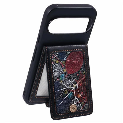 For Google Pixel 9 Pro XL Phone Case with Galaxy Card Bag Kickstand RFID Blocking