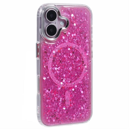 For iPhone 16 Plus Case Compatible with MagSafe Glitter Sequin Epoxy TPU+Acrylic Phone Cover