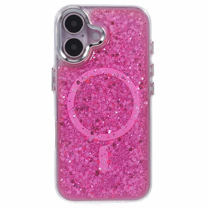 For iPhone 16 Plus Case Compatible with MagSafe Glitter Sequin Epoxy TPU+Acrylic Phone Cover
