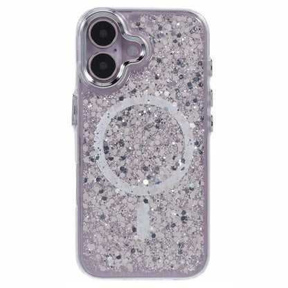 For iPhone 16 Plus Case Compatible with MagSafe Glitter Sequin Epoxy TPU+Acrylic Phone Cover