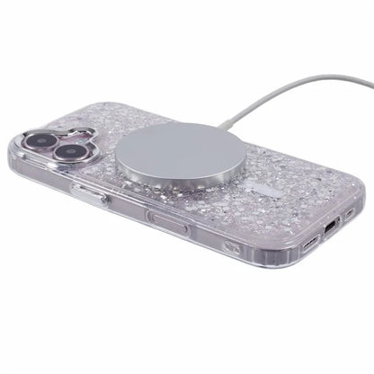 For iPhone 16 Plus Case Compatible with MagSafe Glitter Sequin Epoxy TPU+Acrylic Phone Cover