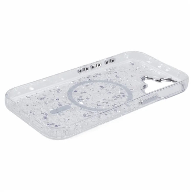 For iPhone 16 Plus Case Compatible with MagSafe Glitter Sequin Epoxy TPU+Acrylic Phone Cover