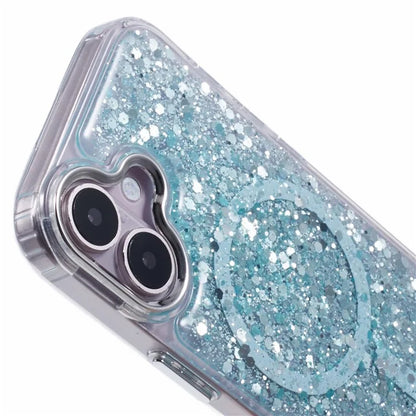 For iPhone 16 Plus Case Compatible with MagSafe Glitter Sequin Epoxy TPU+Acrylic Phone Cover