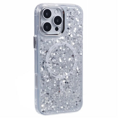 For iPhone 16 Pro Max Case Compatible with MagSafe Glitter Sequin Epoxy TPU+Acrylic Phone Cover
