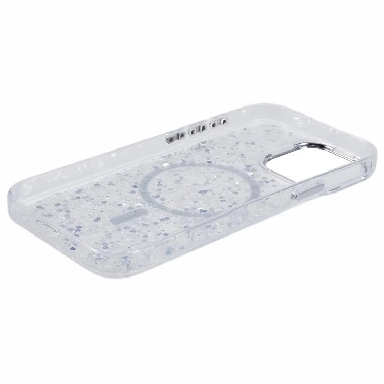 For iPhone 16 Pro Max Case Compatible with MagSafe Glitter Sequin Epoxy TPU+Acrylic Phone Cover